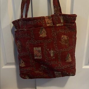 Elegant Red Patterned Tote Bag